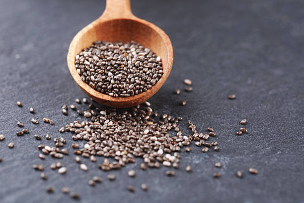 istock Chia seeds in wooden spoon 526561726