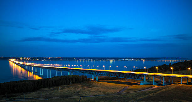 The bridge across the Volga stock photo