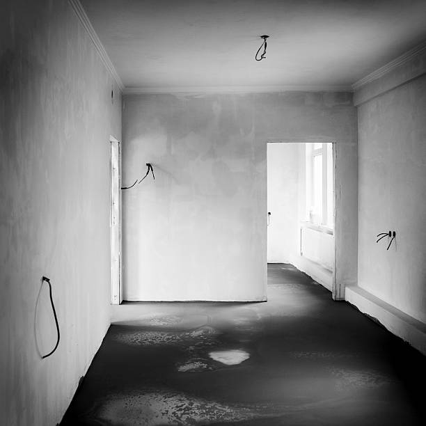 istock Empty room unfinished room, bw photo 526567951