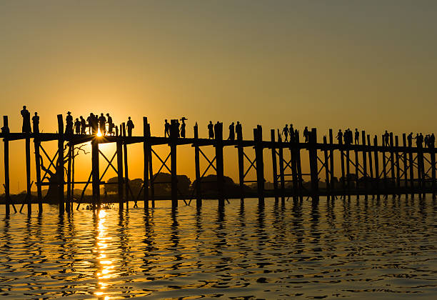 istock Silhouette of U bein bridge at sunset, Mandalay, Myanmar 526568785
