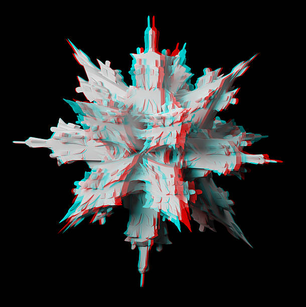 sólido anaglífica fractal para óculos 3d. - anaglyph - fotografias e filmes do acervo