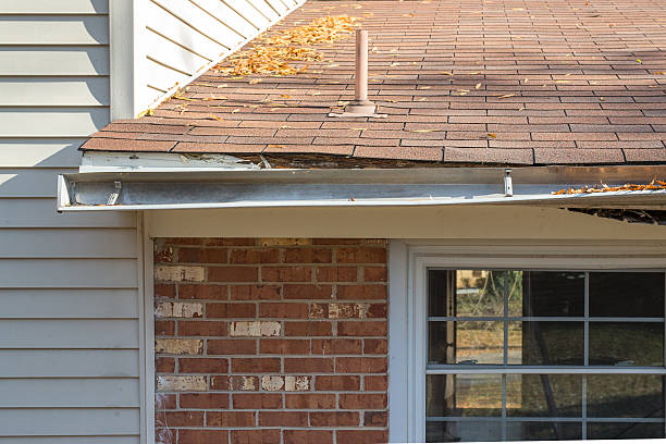 Rotting Facia Board The facia board is rotted and the gutters a re falling away from the house.  Look for other images in this series. architectural cornice stock pictures, royalty-free photos & images