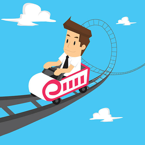 ilustrações, clipart, desenhos animados e ícones de homem de negócios de montanha-russa - rollercoaster amusement park amusement park ride challenge