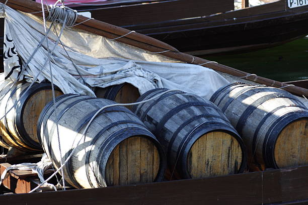 istock porto wine barrels douro river 526570249