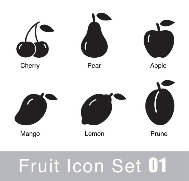 Fruit flat icon design Fruit flat icon design pear stock illustrations