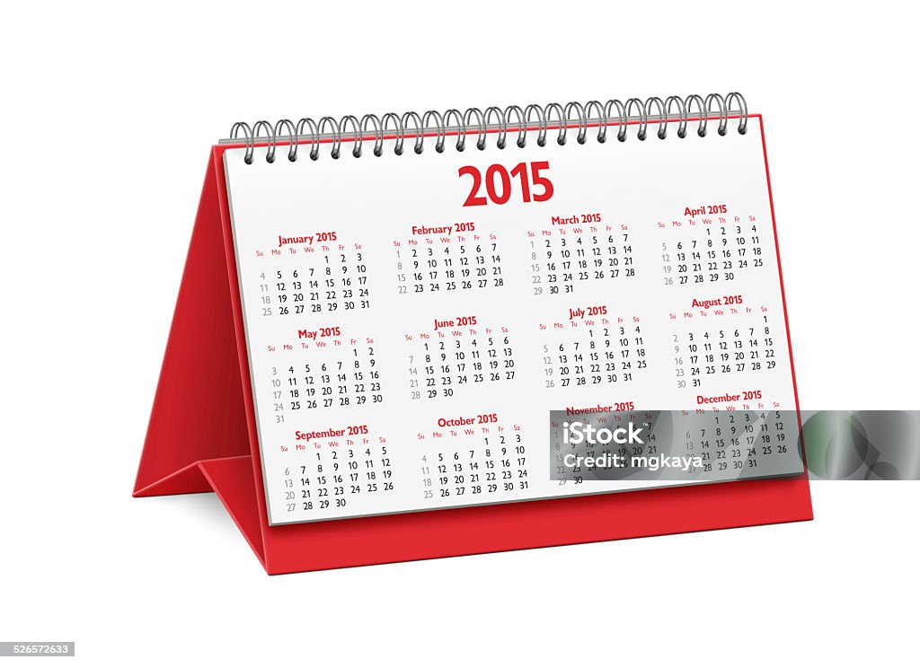 New Year 2015 Desktop Calendar Spiral bound desktop calendar: Year 2015. 2015 Stock Photo