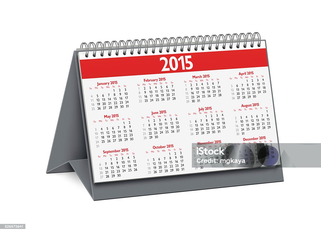 New Year 2015 Desktop Calendar Spiral bound desktop calendar: Year 2015. 2015 Stock Photo