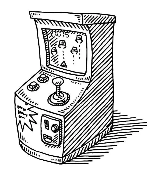 Vector illustration of Coin Operated Arcade Video Game Drawing