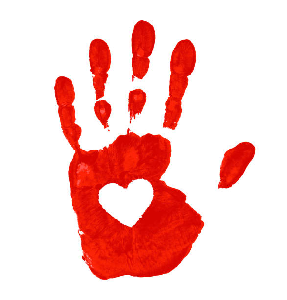 Hand print with heart icon Hand print with heart icon, vector illustration peace symbol images pictures stock illustrations