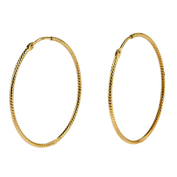 istock Large 9ct yellow gold hoop earrings side view 526598715