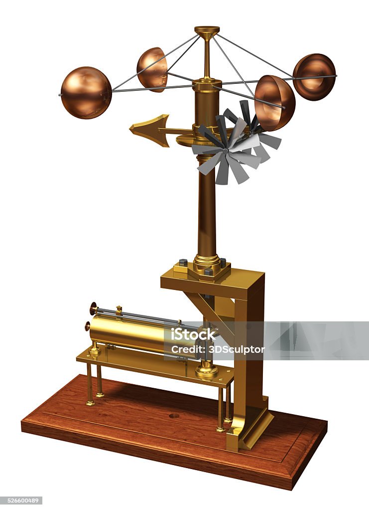 Anemometer Retro Anemometer. Weather Station. 3D Model. Anemometer Stock Photo