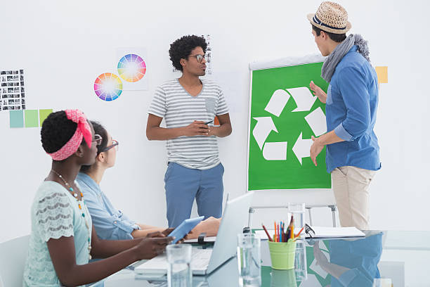 istock Young creative team having a meeting about recycling 526636077