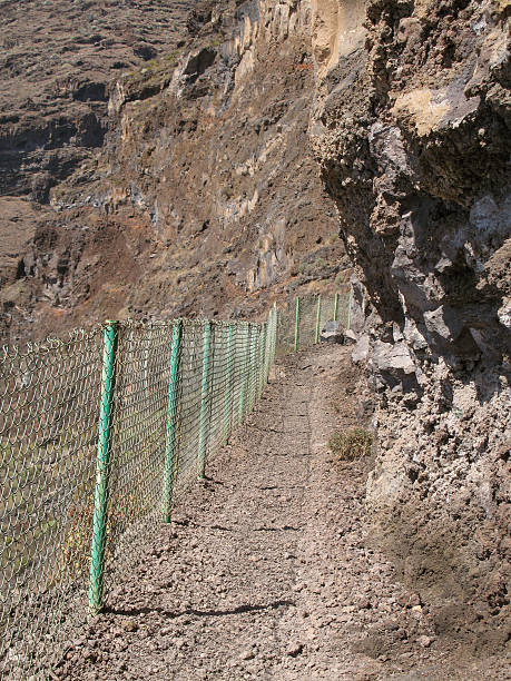istock Rocks pathway with fence in the mountain 526637421