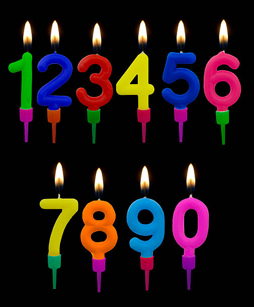 istock Birthday cake candles, numbers, with flames over black 526638669