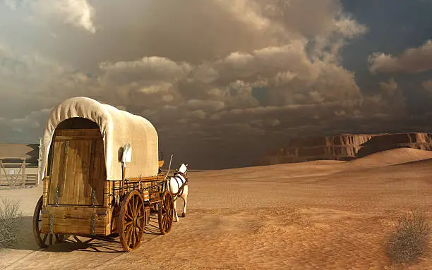 Photo of Old wagon in the desert