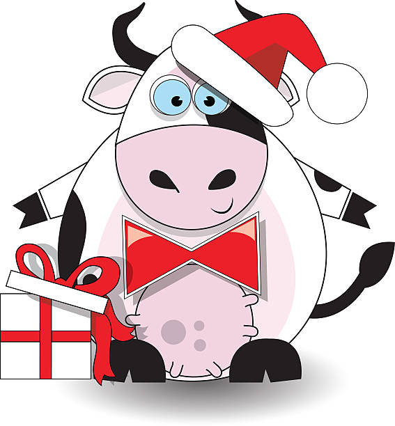 istock Happy christmas cow isolated over white 526639711