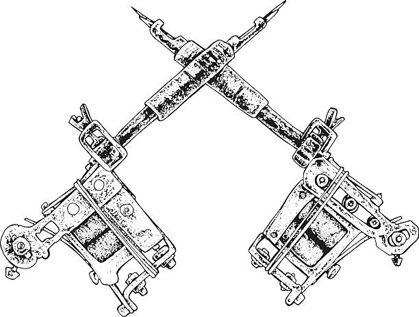 senjata tato - mesin tato ilustrasi stok