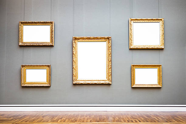 old picture frames old picture frames at a museum - nice background with copy space art museum stock pictures, royalty-free photos & images