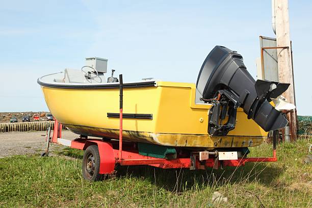 istock Boat that is ashore and on a trailer 526642105