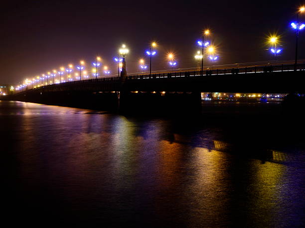istock Stone Bridge lights in fog ,Riga 526650885