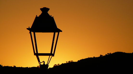 Closeup of lantern at dawn