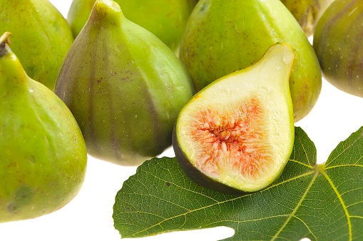 A group of figs on white background.