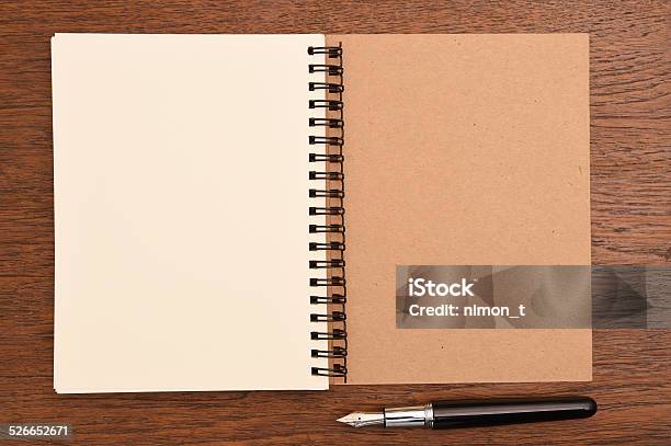 Open Notebook And Pen Stock Photo - Download Image Now - Blank, Book, Clean