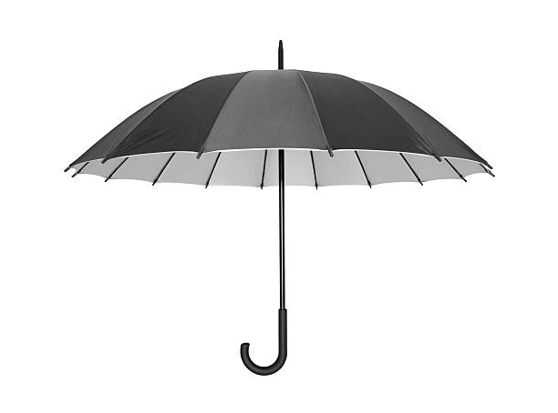 istock Open black umbrella isolated on white with clipping path 526654823