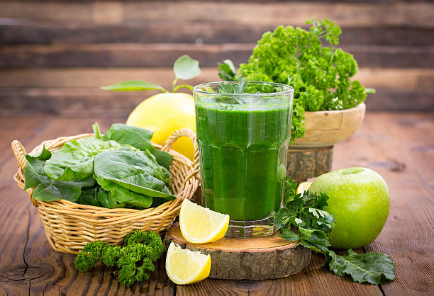 Healthy green smoothie stock photo
