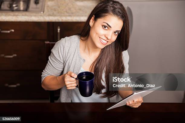 Having Coffee For Breakfast Stock Photo - Download Image Now - 20-29 Years, Above, Adult