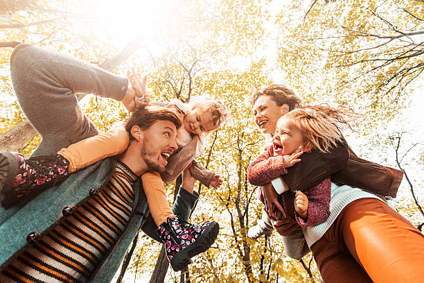 istock Playful family in forest. 526656077