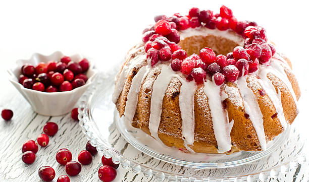 istock Homemade glazed cranberry cake with fresh berries  copy space 526656441