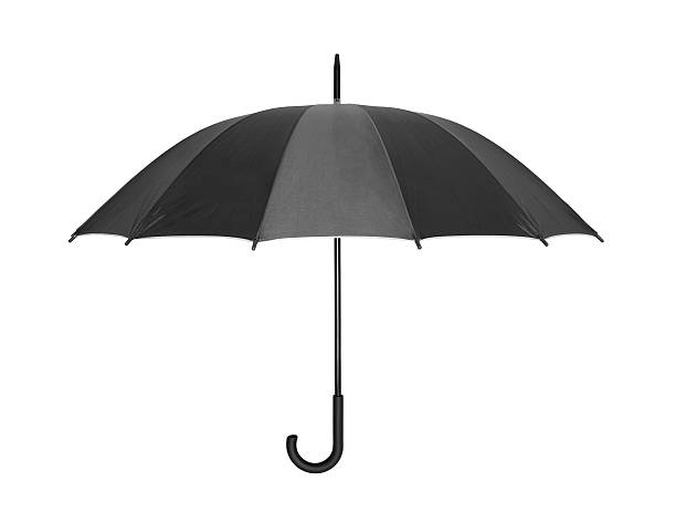 istock Open black umbrella isolated on white with clipping path 526658095