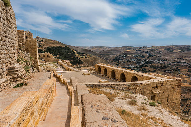Al Karak kerak crusader castle fortress Jordan stock photo