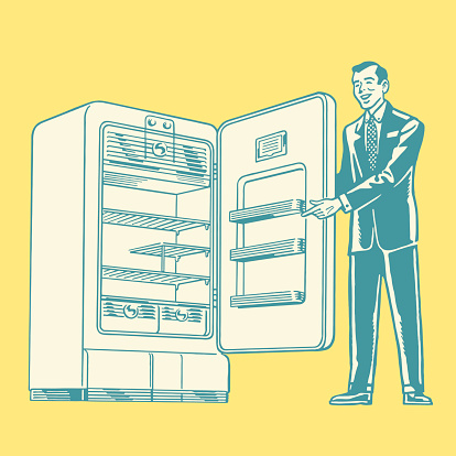 Salesman Showing a Refrigerator