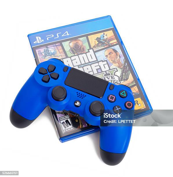 Playstation 4 Ps4 Controller And Game Stock Photo - Download Image Now - Grand Theft Auto V, Cut Out, No People