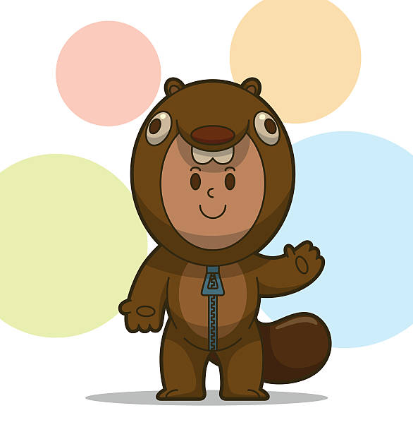 Kid in the animal costume, beaver To EPS10 clip art of baby beaver stock illustrations
