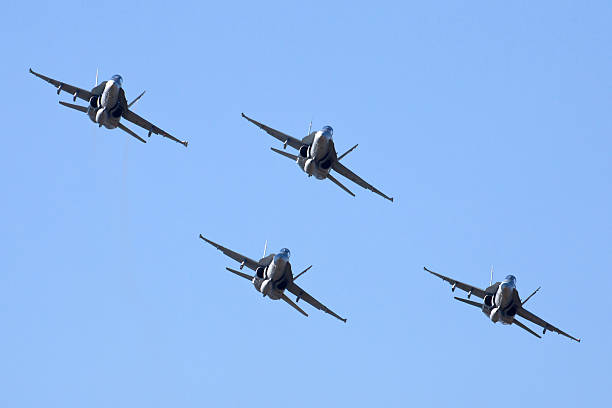 istock McDonnell Douglas FA-18 aircraft flying in formation 526668313
