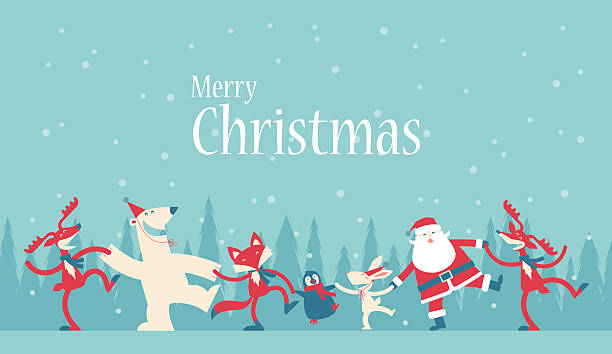 Christmas Dancing Vector illustration - Christmas Dancing santa claus illustrations stock illustrations