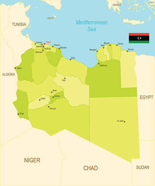 Detailed map of Libya with surroundings, http://dikobraz.org/map_2.jpg libya map stock illustrations