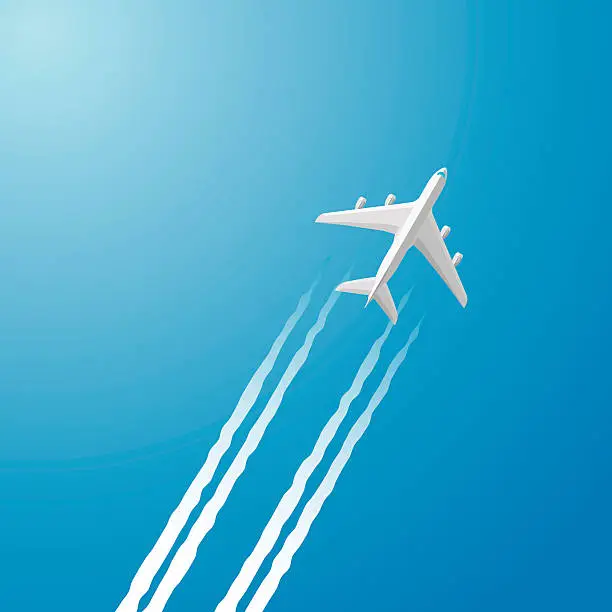 Vector illustration of Airplane white trace