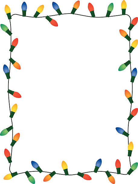 bildbanksillustrationer, clip art samt tecknat material och ikoner med christmas lights frame - julbelysning