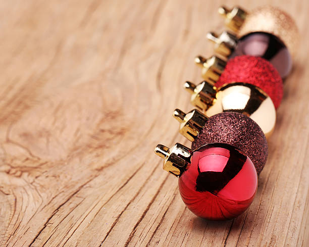 istock Christmas Balls Over Wooden Background 526687745