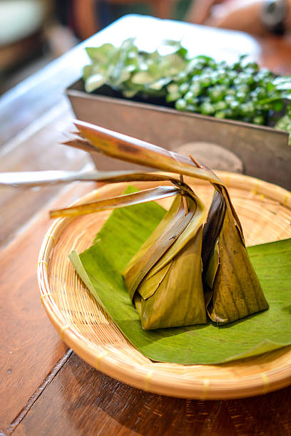 istock Thai dessert food in natural packaging 526689265