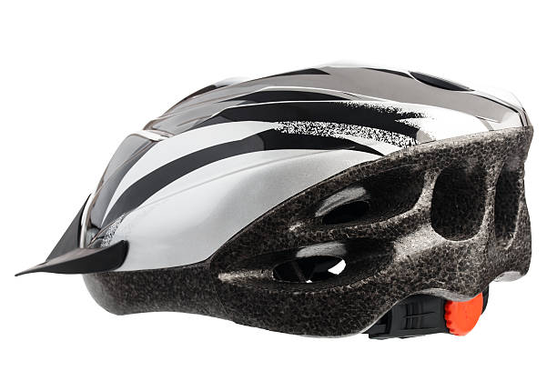 istock Grey bicycle cross country plastic helmet 526690087