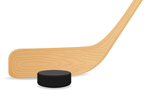 хоккейная клюшка и шайба - ice hockey hockey stick field hockey roller hockey stock illustrations