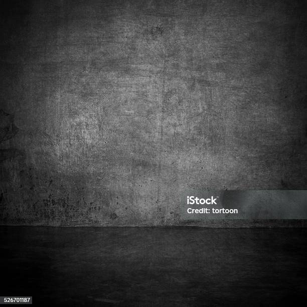 Grunge Gray Wall Room Texture With Space Stock Photo - Download Image Now - Backgrounds, Dirty, Black Color