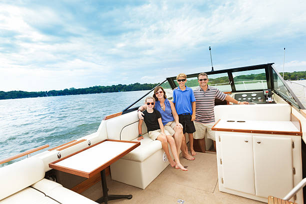 istock Family Portrait on the Boat in Lake 526702995