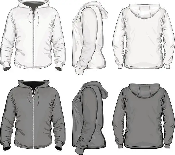 Vector illustration of Men's hooded sweat-shirt with zipper