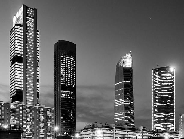 istock cuatro torres business area financial dritrict madrid black and white 526704688